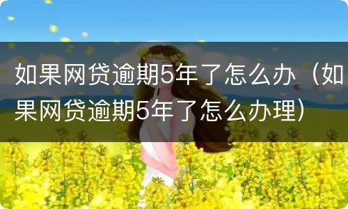如果网贷逾期5年了怎么办（如果网贷逾期5年了怎么办理）
