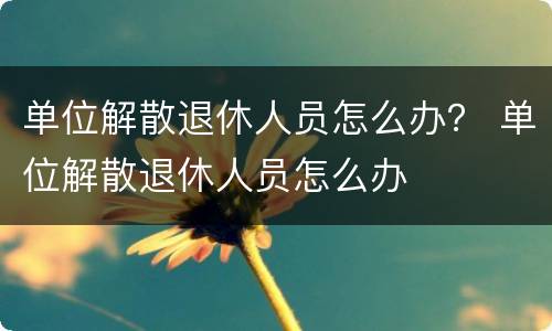 单位解散退休人员怎么办？ 单位解散退休人员怎么办