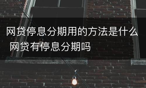 网贷停息分期用的方法是什么 网贷有停息分期吗