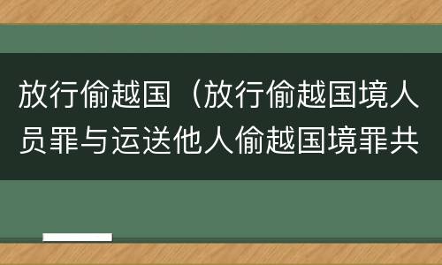 放行偷越国（放行偷越国境人员罪与运送他人偷越国境罪共犯）