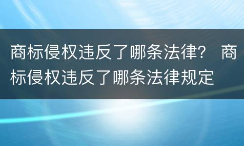 商标侵权违反了哪条法律？ 商标侵权违反了哪条法律规定