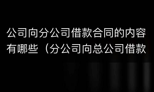 公司向分公司借款合同的内容有哪些（分公司向总公司借款模板）