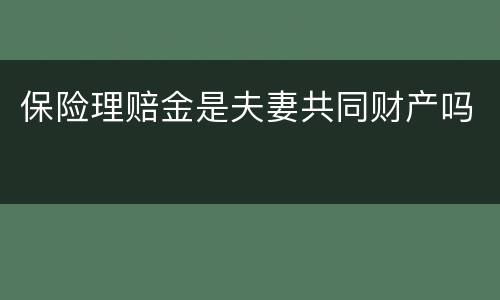 保险理赔金是夫妻共同财产吗