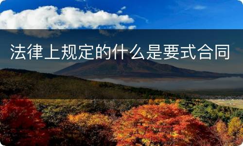 法律上规定的什么是要式合同