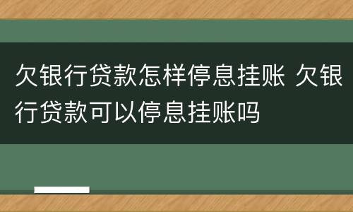 欠银行贷款怎样停息挂账 欠银行贷款可以停息挂账吗