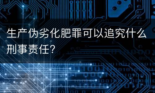 生产伪劣化肥罪可以追究什么刑事责任?