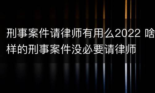 刑事案件请律师有用么2022 啥样的刑事案件没必要请律师