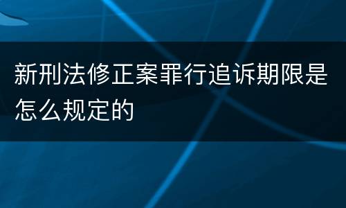 新刑法修正案罪行追诉期限是怎么规定的