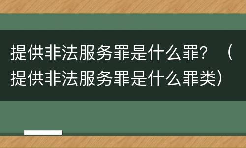 提供非法服务罪是什么罪？（提供非法服务罪是什么罪类）