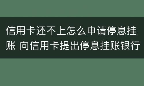 信用卡还不上怎么申请停息挂账 向信用卡提出停息挂账银行不同意怎么办