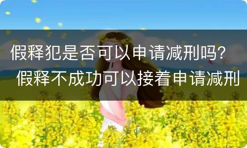 假释犯是否可以申请减刑吗？ 假释不成功可以接着申请减刑吗