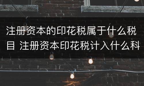 注册资本的印花税属于什么税目 注册资本印花税计入什么科目