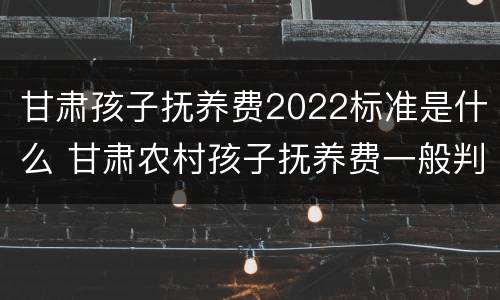 甘肃孩子抚养费2022标准是什么 甘肃农村孩子抚养费一般判多少