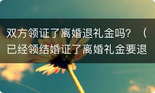双方领证了离婚退礼金吗？（已经领结婚证了离婚礼金要退吗）