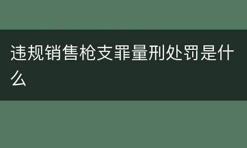 违规销售枪支罪量刑处罚是什么