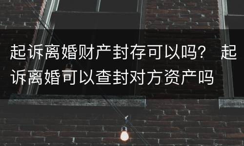 起诉离婚财产封存可以吗？ 起诉离婚可以查封对方资产吗