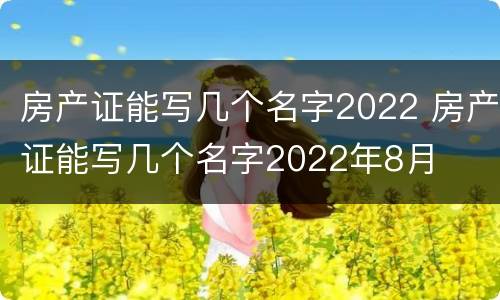 房产证能写几个名字2022 房产证能写几个名字2022年8月