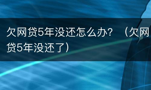 欠网贷5年没还怎么办？（欠网贷5年没还了）
