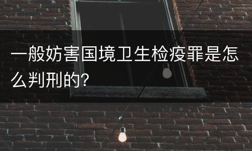 一般妨害国境卫生检疫罪是怎么判刑的？