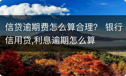 信贷逾期费怎么算合理？ 银行信用贷,利息逾期怎么算