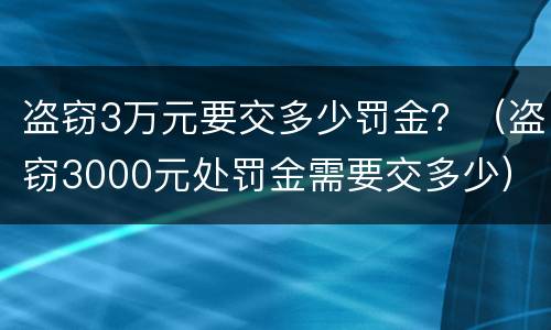 盗窃3万元要交多少罚金？（盗窃3000元处罚金需要交多少）