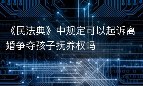 《民法典》中规定可以起诉离婚争夺孩子抚养权吗