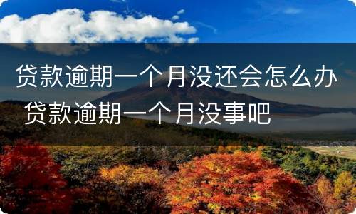 贷款逾期一个月没还会怎么办 贷款逾期一个月没事吧