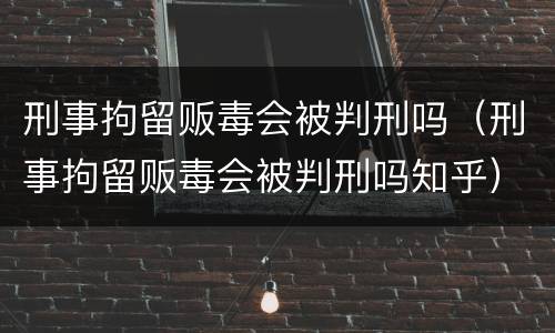 刑事拘留贩毒会被判刑吗（刑事拘留贩毒会被判刑吗知乎）