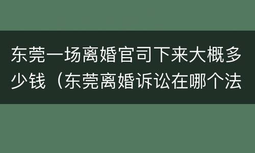东莞一场离婚官司下来大概多少钱（东莞离婚诉讼在哪个法院）
