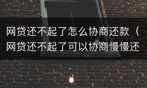 网贷还不起了怎么协商还款（网贷还不起了可以协商慢慢还的吗）
