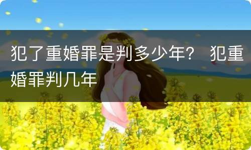 犯了重婚罪是判多少年？ 犯重婚罪判几年