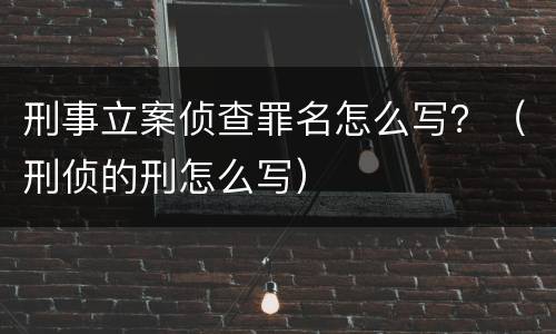 刑事立案侦查罪名怎么写？（刑侦的刑怎么写）
