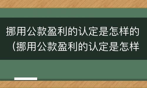 挪用公款盈利的认定是怎样的（挪用公款盈利的认定是怎样的呢）