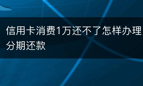 信用卡消费1万还不了怎样办理分期还款