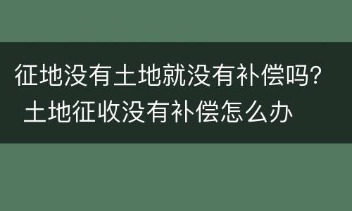征地没有土地就没有补偿吗？ 土地征收没有补偿怎么办