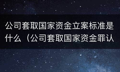 公司套取国家资金立案标准是什么（公司套取国家资金罪认定标准）