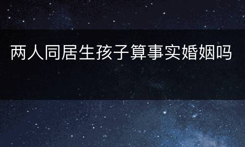 两人同居生孩子算事实婚姻吗