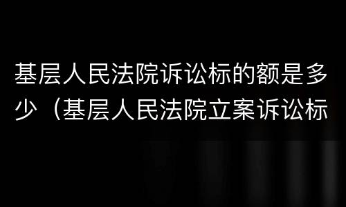 基层人民法院诉讼标的额是多少（基层人民法院立案诉讼标的）