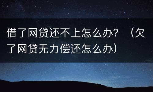 借了网贷还不上怎么办？（欠了网贷无力偿还怎么办）