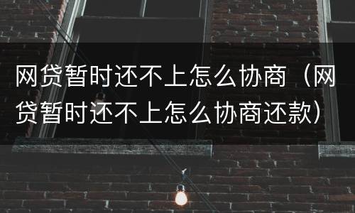 网贷暂时还不上怎么协商（网贷暂时还不上怎么协商还款）
