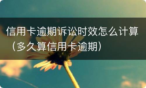 信用卡逾期诉讼时效怎么计算（多久算信用卡逾期）