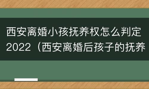 西安离婚小孩抚养权怎么判定2022（西安离婚后孩子的抚养费怎么算）