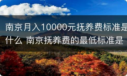 南京月入10000元抚养费标准是什么 南京抚养费的最低标准是多少