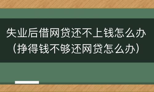 失业后借网贷还不上钱怎么办（挣得钱不够还网贷怎么办）