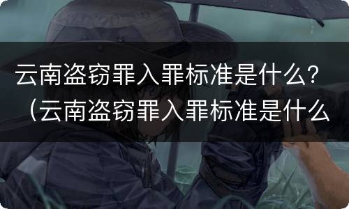 云南盗窃罪入罪标准是什么？（云南盗窃罪入罪标准是什么呢）