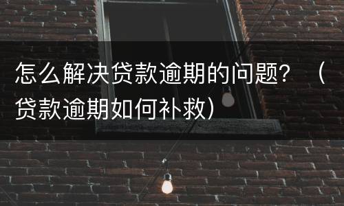 怎么解决贷款逾期的问题？（贷款逾期如何补救）