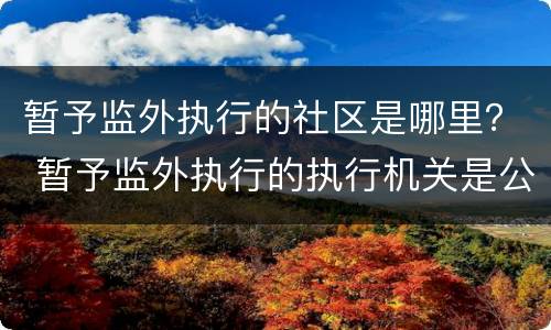 暂予监外执行的社区是哪里？ 暂予监外执行的执行机关是公安机关还是社区矫正机构