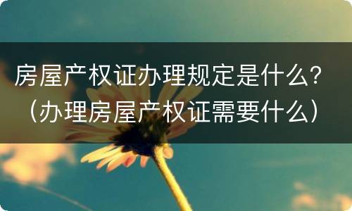 房屋产权证办理规定是什么？（办理房屋产权证需要什么）