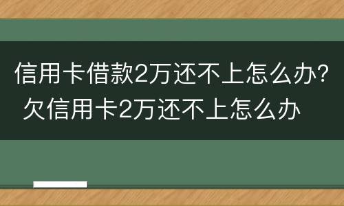 信用卡借款2万还不上怎么办？ 欠信用卡2万还不上怎么办