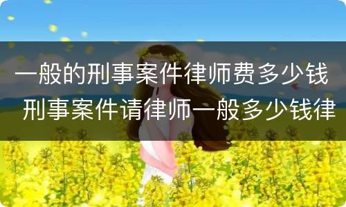 一般的刑事案件律师费多少钱 刑事案件请律师一般多少钱律师收费标准
